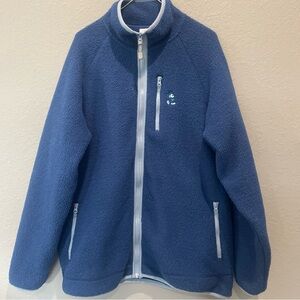 Mens Sz XL Disney Sherpa Fleece Zip Up Jacket Embroidered Mickey Mouse